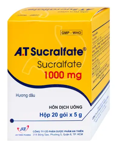 Hỗn dịch uống A.T Sucralfate 1000mg An Thiên điều trị loét dạ dày tá tràng (20 gói x 5g)