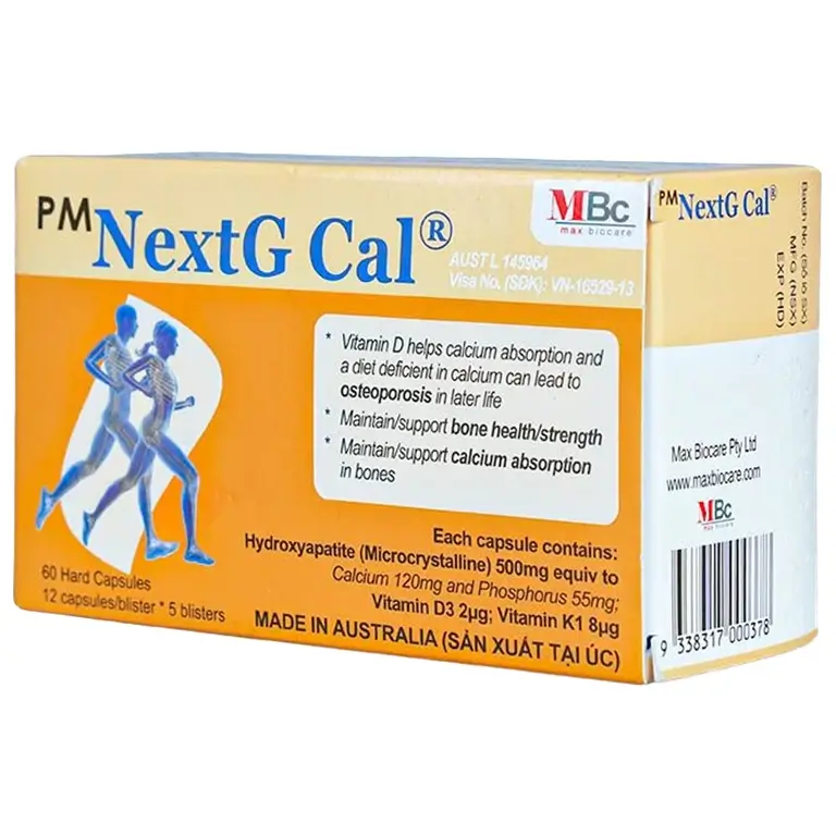 Thuốc PM NextG Cal Probiotec bổ sung canxi, điều trị loãng xương (5 vỉ x 12 viên)