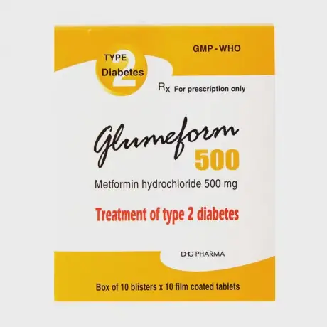 Viên nén Glumeform 500mg điều trị đái tháo đường type 2 (10 vỉ x 10 viên)