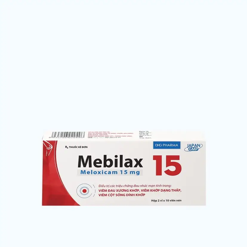 Viên nén Mebilax 15mg điều trị viêm xương khớp, viêm khớp dạng thấp (2 vỉ x 10 viên)