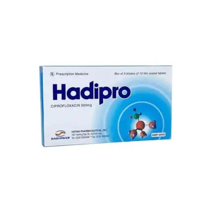 Thuốc Hadipro 500mg (Hộp 3 vỉ x 10 viên) - Điều trị nhiễm khuẩn (Hadiphar)