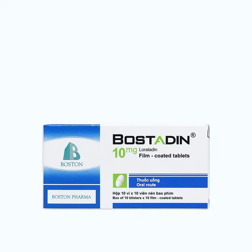 Viên nén Bostadin 10mg trị viêm mũi dị ứng, mày đay, ngứa (10 vỉ x 10 viên)