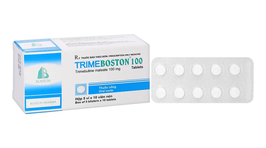 Trimeboston 100mg trị rối loạn chức năng đường tiêu hóa và ống mật (5 vỉ x 10 viên)