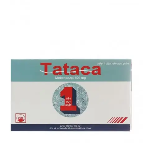 Viên nén bao phim TATACA 500mg điều trị nhiễm giun (1 vỉ x 1 viên)