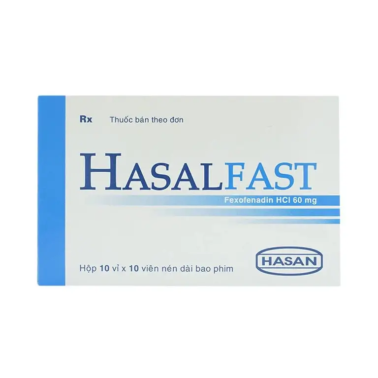 Thuốc Hasalfast Hasan điều trị viêm mũi dị ứng theo mùa, mày đay mạn tính vô căn (10 vỉ x 10 viên)