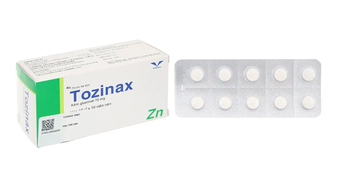 Tozinax 70mg phòng và điều trị thiếu kẽm (10 vỉ x 10 viên)