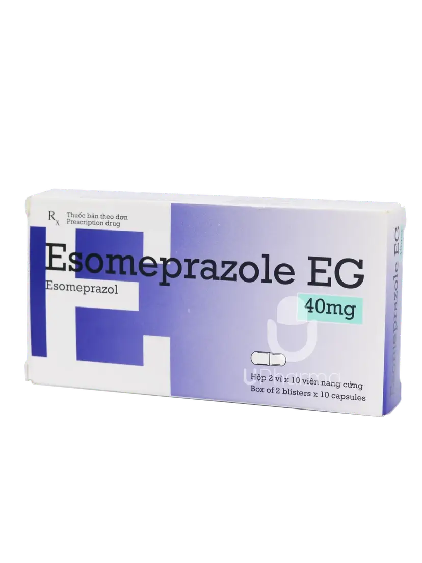 Thuốc Esomeprazole EG 40mg trị trào ngược dạ dày, thực quản (Hộp 2 vỉ x 10 viên)