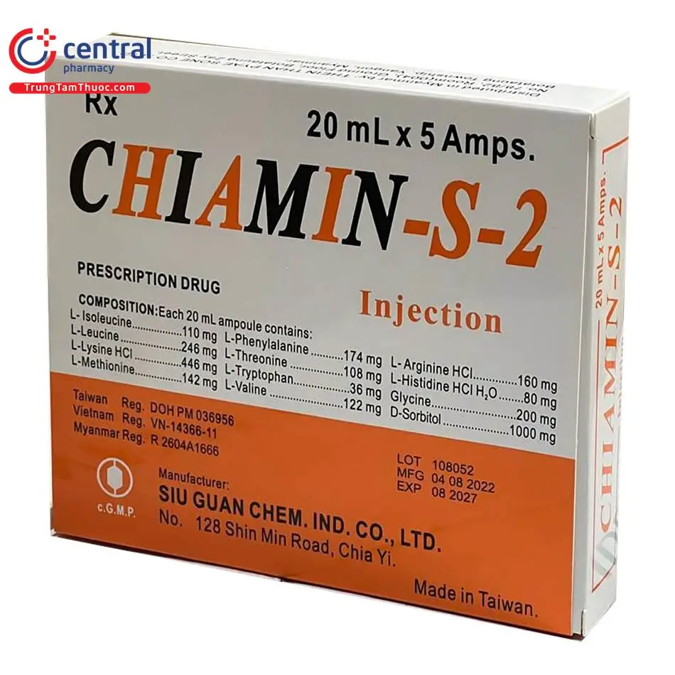 Chiamin-S-2 20ml cung cấp acid amin cho cơ thể