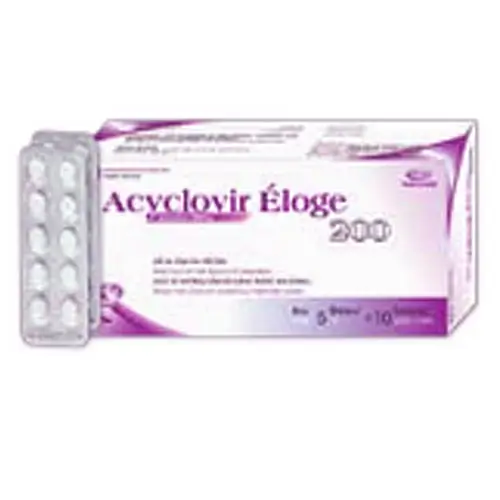 Acyclovir Éloge 200, trị nhiễm virus Herpes simplex ở da, niêm mạc