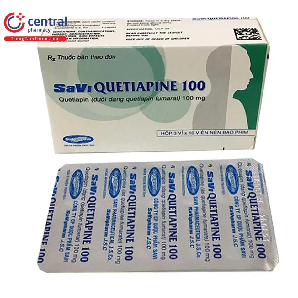 SaVi Quetiapine 100 điều trị tâm thần phân liệt và rối loạn lưỡng cực