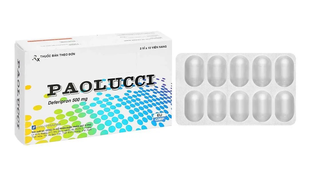 Paolucci 500mg trị tình trạng dư thừa sắt trong cơ thể (3 vỉ x 10 viên)