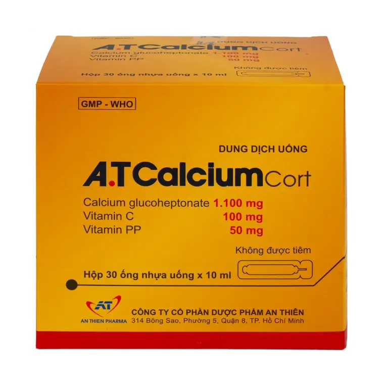 A.T Calcium cort An Thiên - Hỗ trợ bổ sung vitamin và khoáng chất cho cơ thể (30 ống x 10ml)