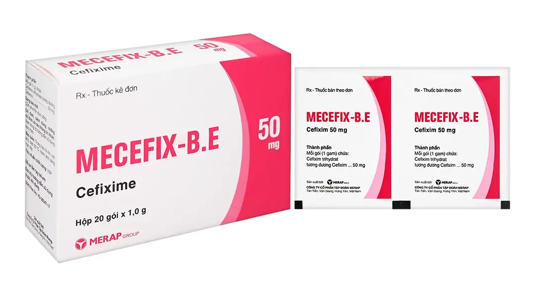 Cốm pha hỗn dịch uống Mecefix - B.E 50mg trị nhiễm khuẩn (20 gói x 1g)
