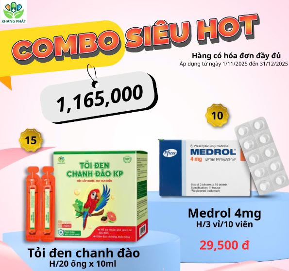 COMBO SIÊU HOT Tỏi đen chanh đào KP + Medrol 4mg