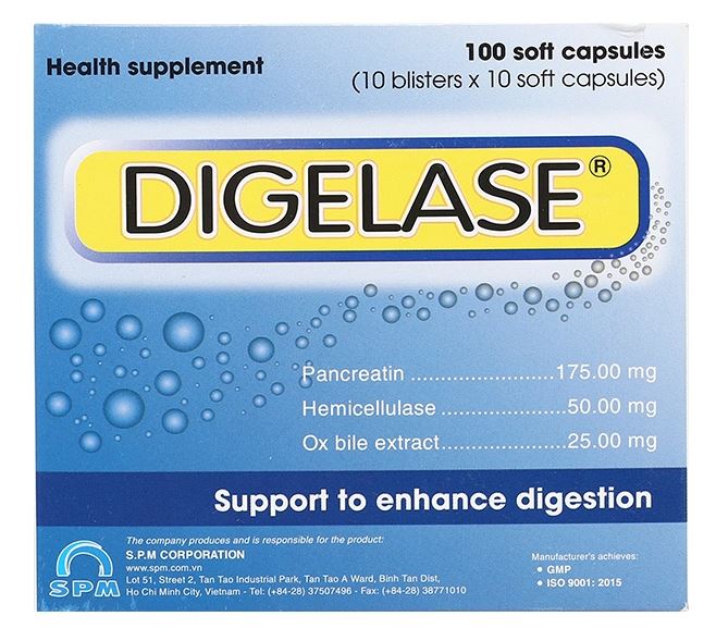 Viên uống Digelase giúp giảm đầy hơi khó tiêu