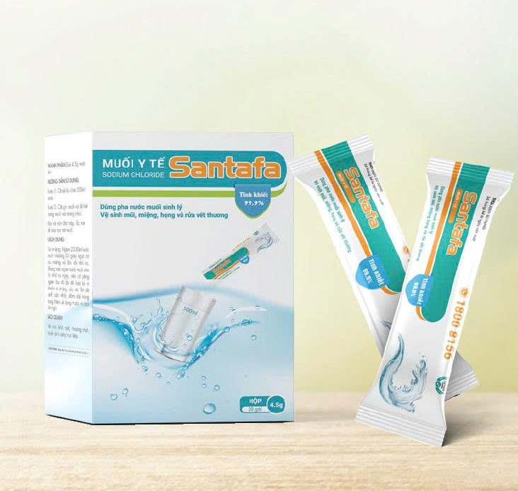 Gói muối Y tế Santafa dùng pha nước muối sinh lý