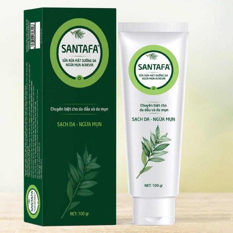 SANTAFA Sữa rửa mặt dưỡng ẩm Acnevir giúp làm sạch da cân bằng tuyến nhờn