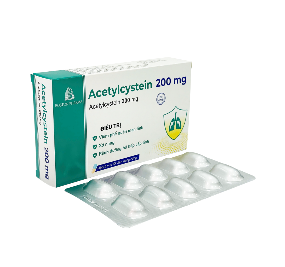Acetylcystein 200mg giúp làm loãng và tiêu nhầy đờm