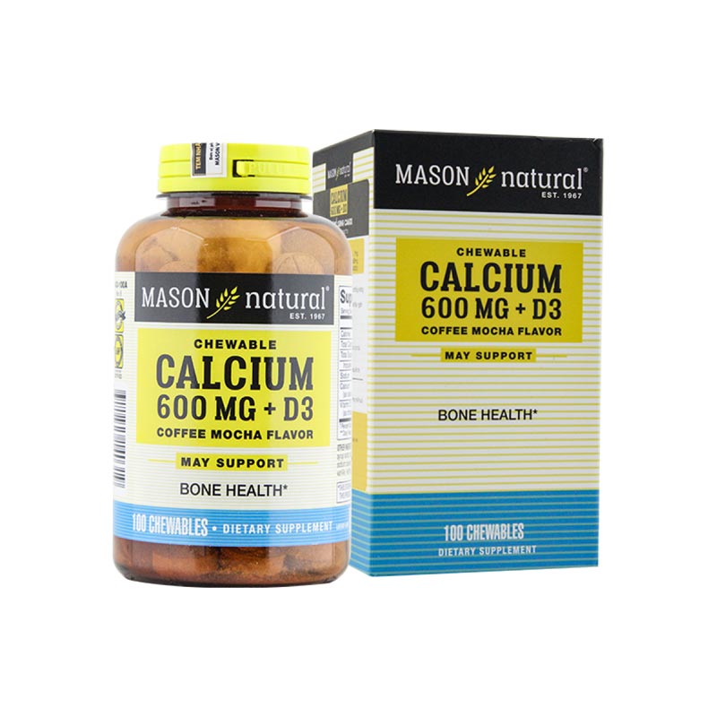 Mason Natural Calcium 600mg + D3 viên nhai bổ sung canxi và vitamin D3