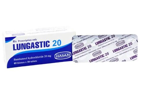 Thuốc Lungastic 20 Hasan điều trị bệnh hen suyễn, co thắt phế quản (5 vỉ x 10 viên)