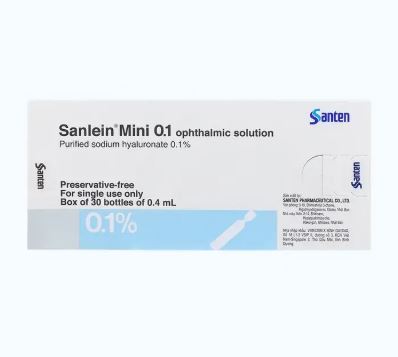 Thuốc nhỏ mắt Sanlein Mini 0.1 % điều trị rối loạn biểu mô kết - giác mạc (30 ống x 0.4ml)