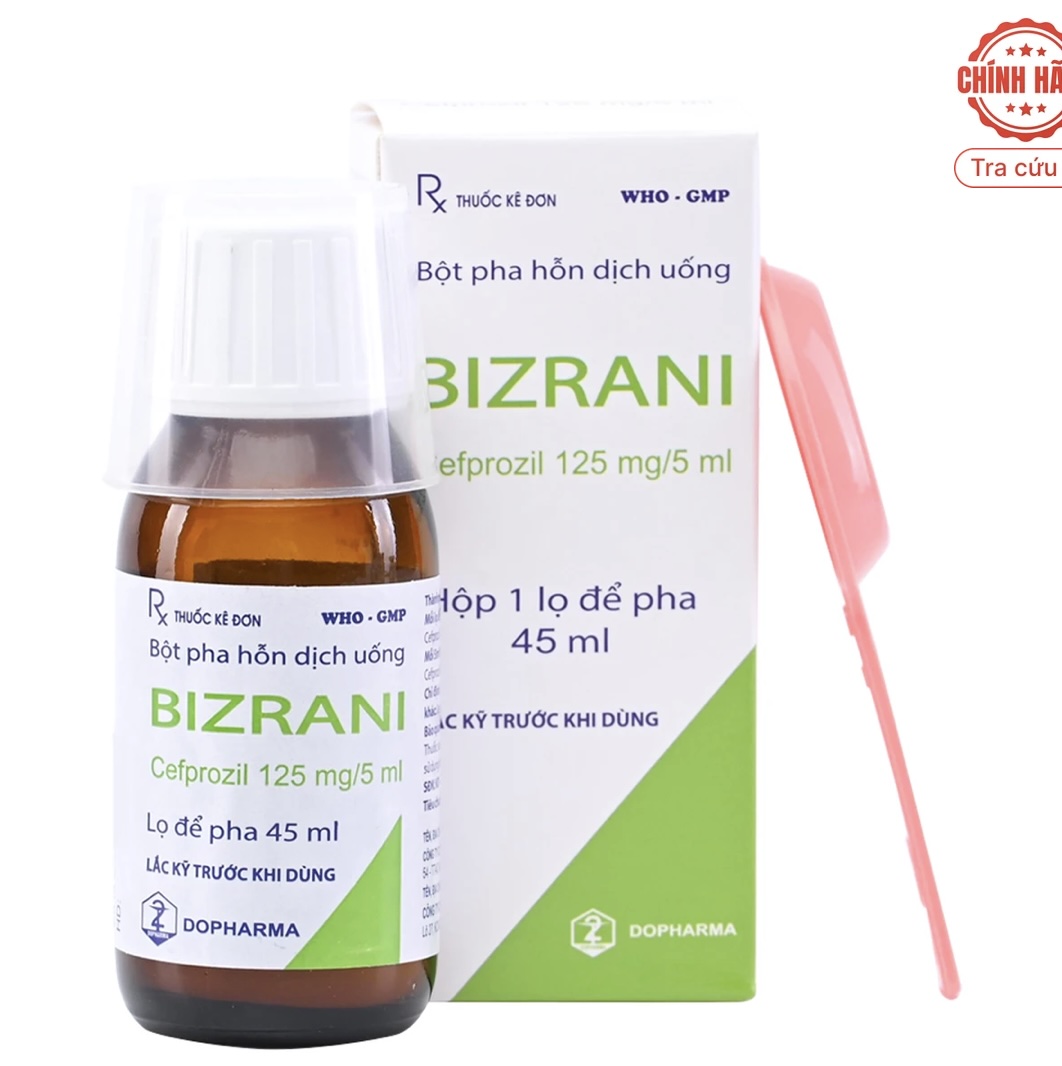Bột pha hỗn dịch uống Bizrani 125mg/5ml Dopharma điều trị nhiễm khuẩn đường hô hấp