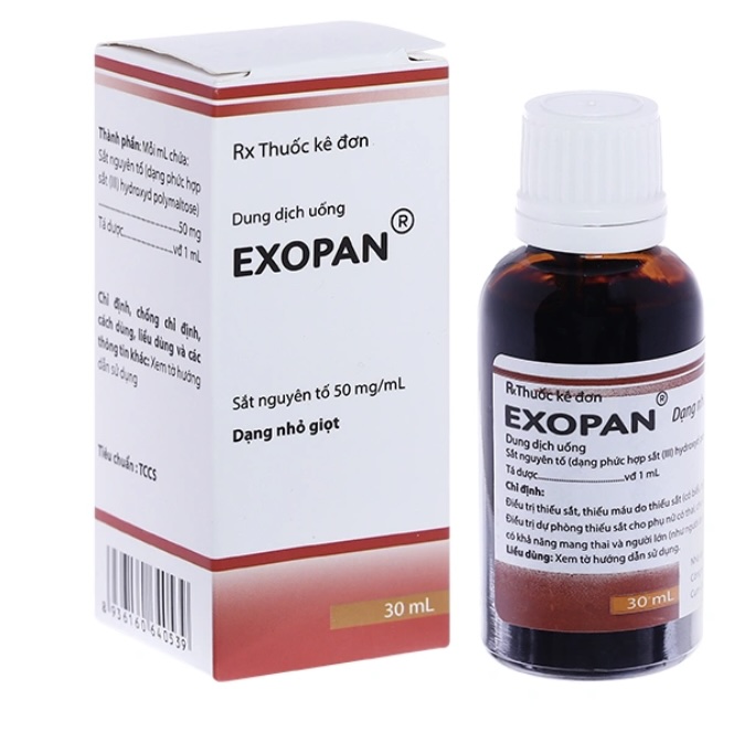 Dung dịch uống Exopan 50mg/ml trị thiếu máu thiếu sắt