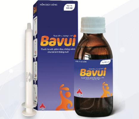 Siro giảm đau, hạ sốt cho trẻ em Bavui 100mg/5ml hộp 1 lọ 60ml