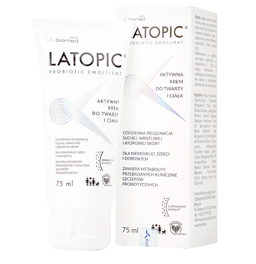 Gel tắm gội cho da kích ứng Latopic Probiotic Emollient Active 75ml