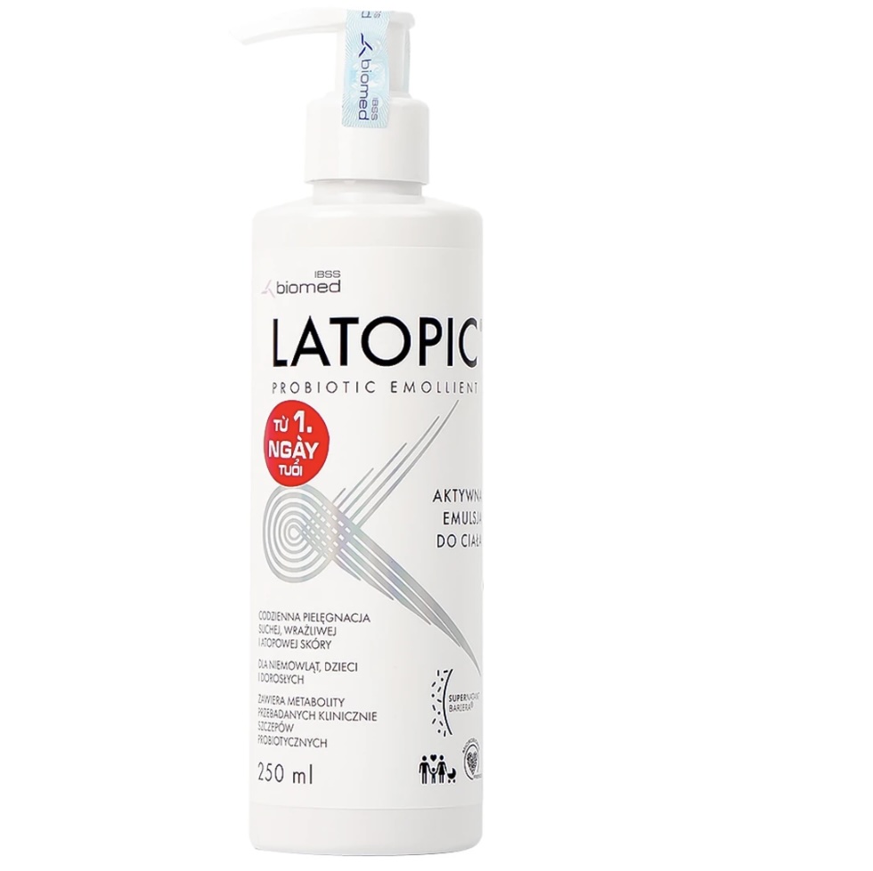Gel tắm gội cho da kích ứng Latopic Probiotic Emollient Active 250ml