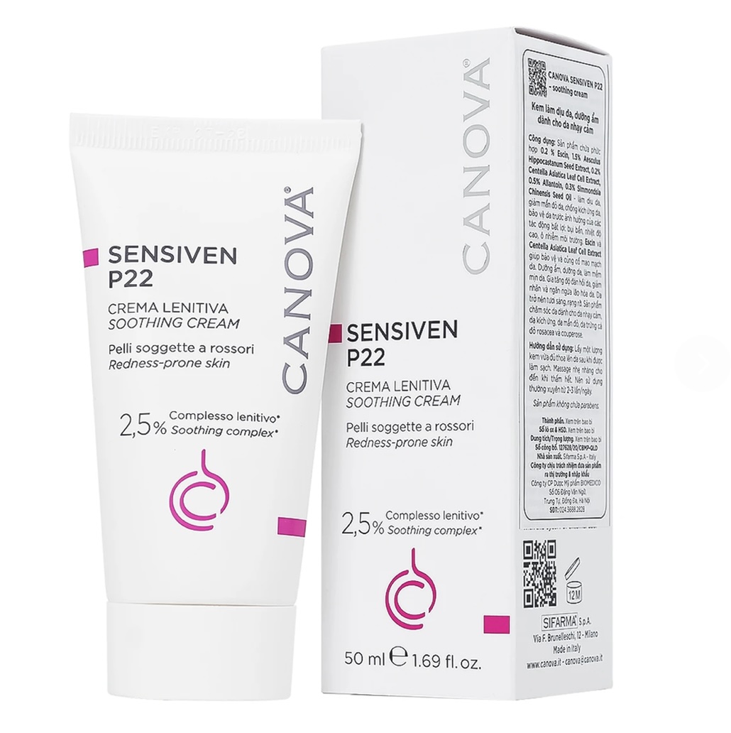 Kem bôi dịu da dưỡng ẩm cho da nhạy cảm Canova Sensiven P22 Soothing Cream Sifarma 50ml