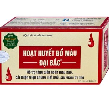 Viên uống Hoạt Huyết Bổ Máu Đại Bắc hỗ trợ tăng tuần hoàn máu não, cải thiện triệu chứng mất ngủ, suy giảm trí nhớ (30 viên)