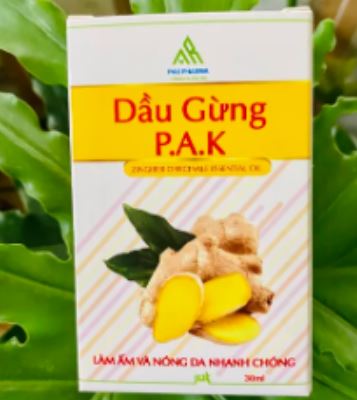 Dầu Gừng P.A.K làm nóng da nhanh chóng