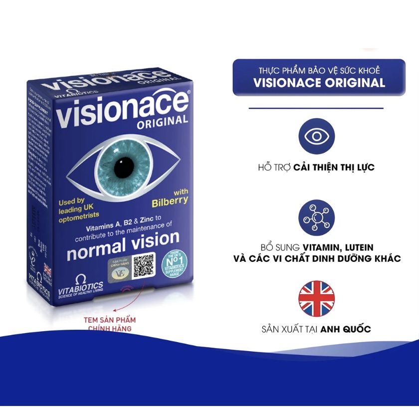 Viên uống VITABIOTICS Visionace Original hỗ trợ cải thiện thị lực