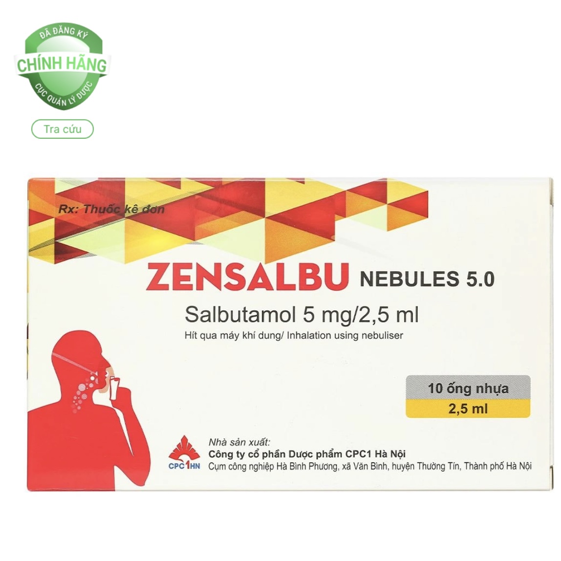 Dung dịch khí dung Zensalbu Nebules 5.0 5mg/2.5ml điều trị hen cấp tính