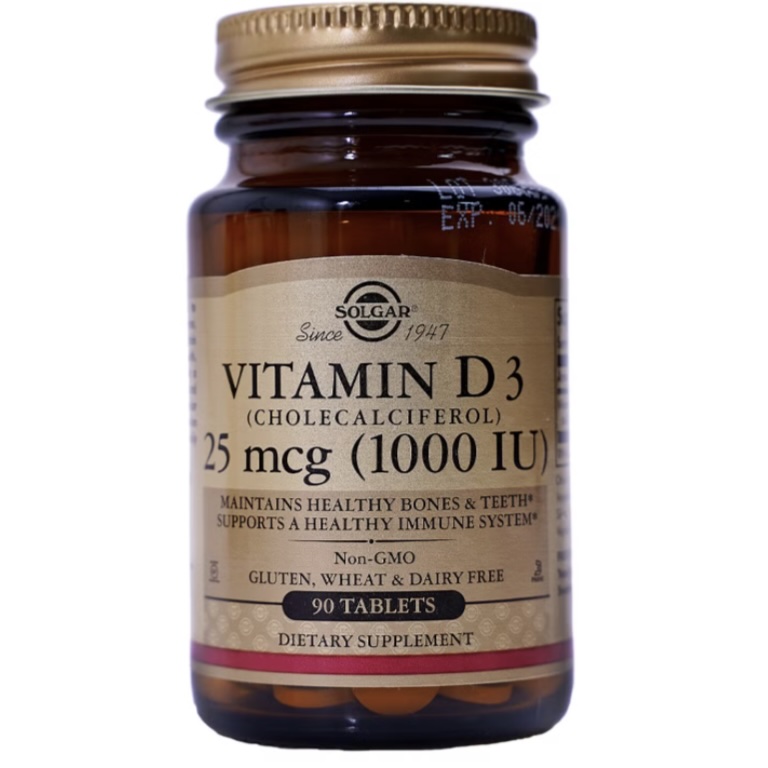 Solgar Vitamin D3 (Cholecalciferol) hỗ trợ tăng cường hấp thu canxi