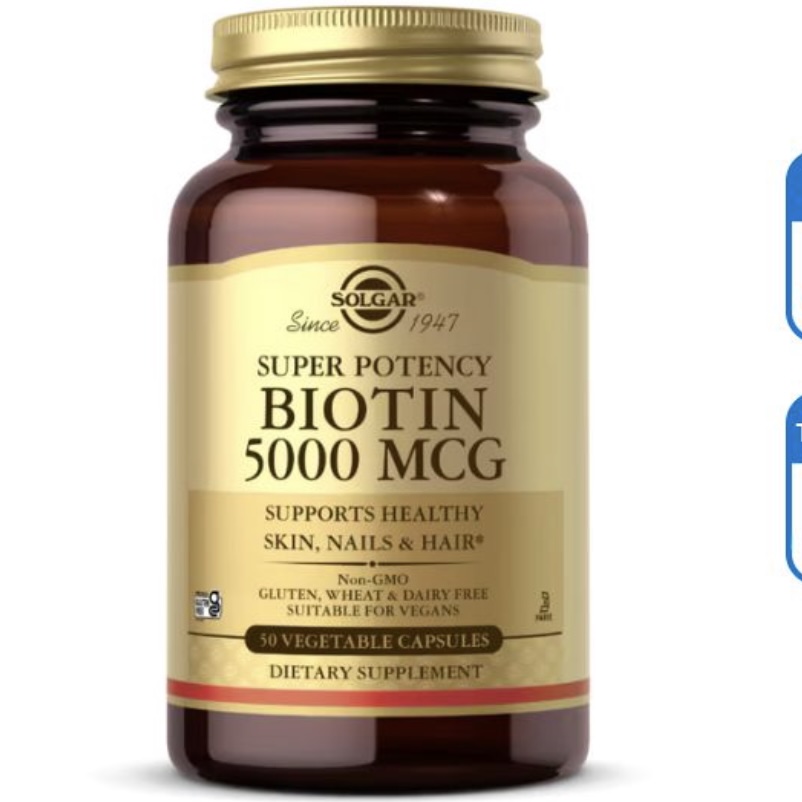 Solgar Super Potency Biotin 5000mcg – Viên uống giúp da tóc móng chắc khỏe