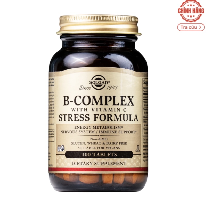 B-Complex with Vitamin C Stress Formula Solgar hỗ trợ tăng cường hoạt động của não