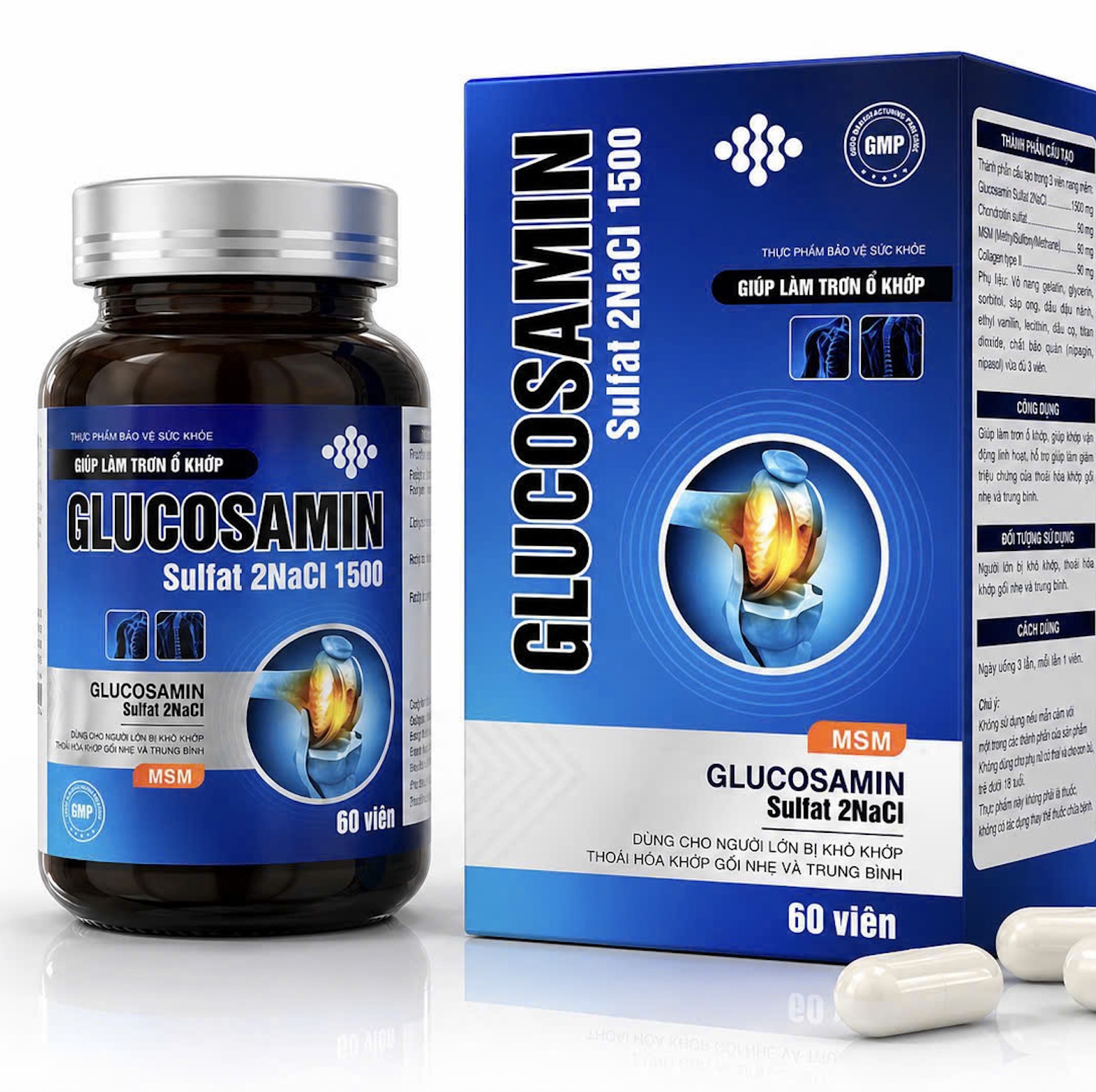 Viên uống Glucosamin Sulfat 2NaCl 1500 giúp làm trơn ổ khớp vận động linh hoạt