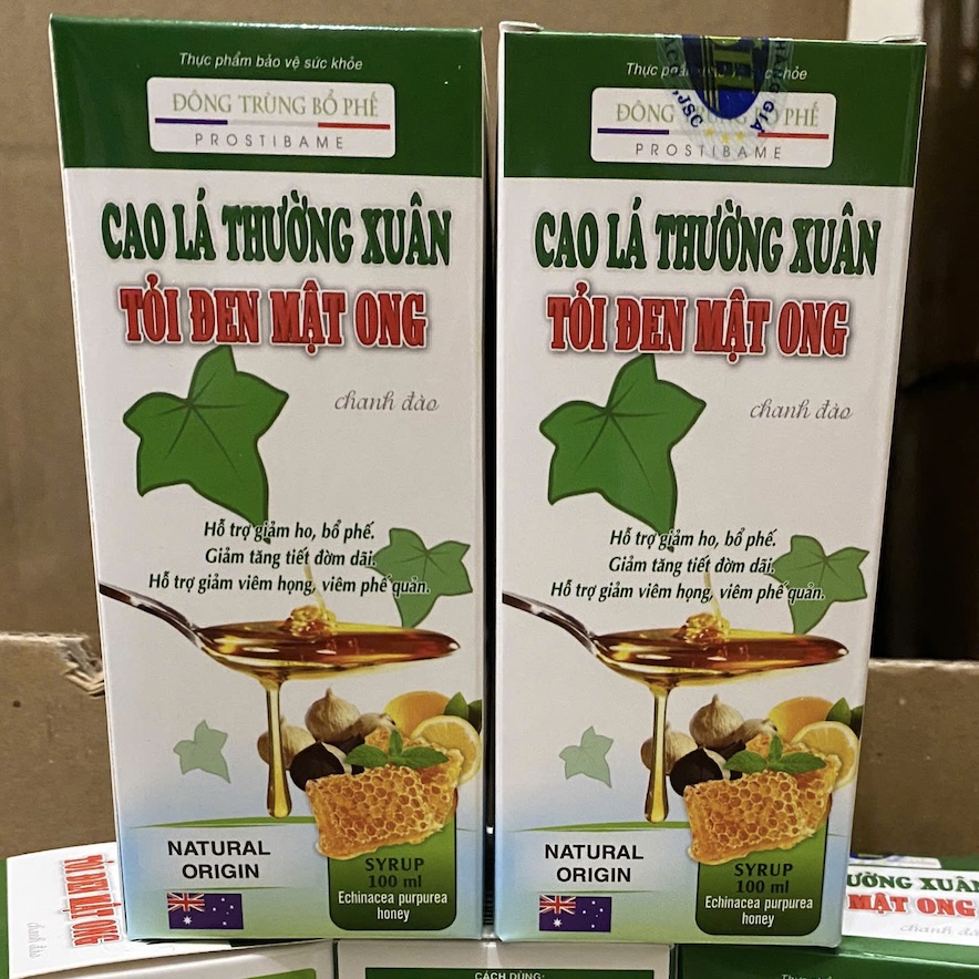 Siro hỗ trợ giảm ho bổ phế Cao Lá Thường Xuân Tỏi Đen Mật Ong Chanh Đào