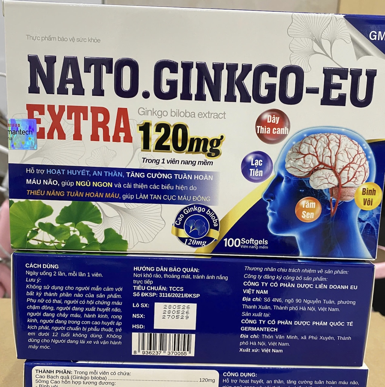 NATO Ginkgo-EU Extra 120mg tăng cường tuần hoàn máu não