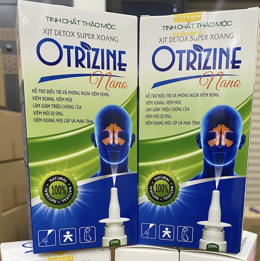 Tinh chất thảo mộc Xịt Detox super xoang Otrizine nano hỗ trợ viêm xoang