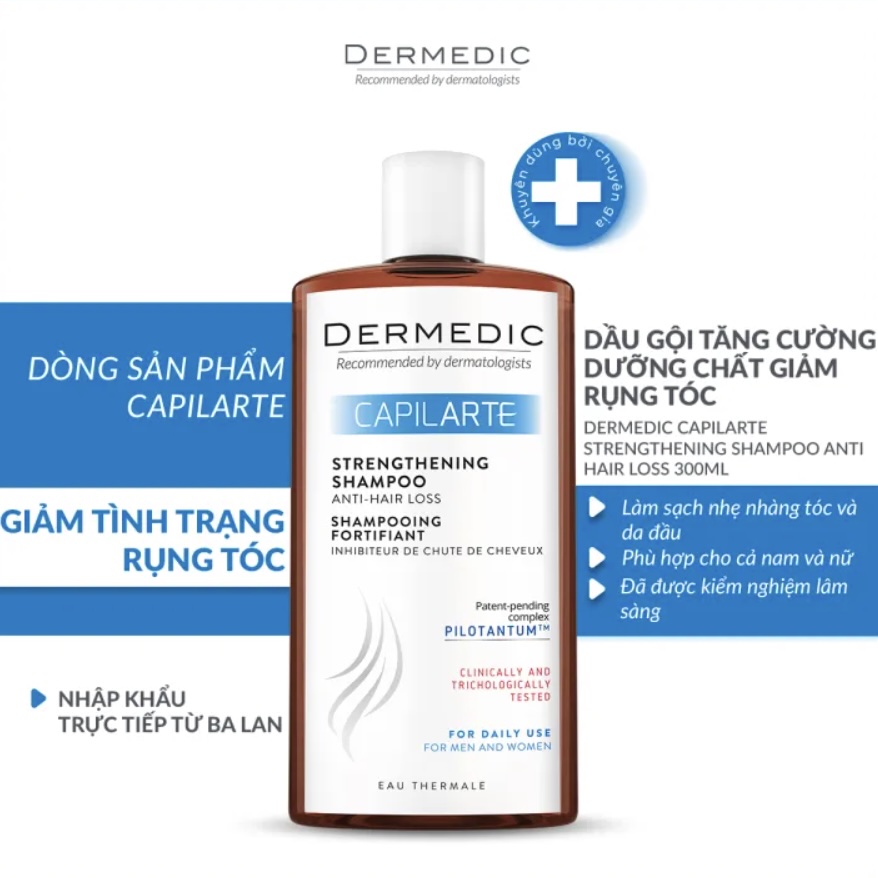 Dầu gội tăng cường chống rụng tóc Dermedic Capilarte Strengthening Shampoo Anti-Hair Loss 300ml