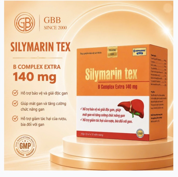 Silymarin tex B Complex Extra 140 mg giúp tăng cường chúc năng gan