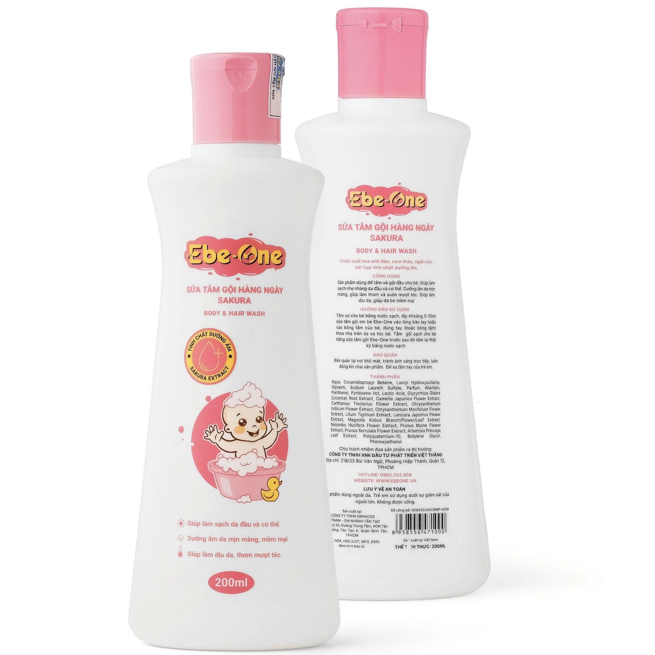 Sữa Tắm Gội Hàng Ngày Sakura Ebe-One Hồng