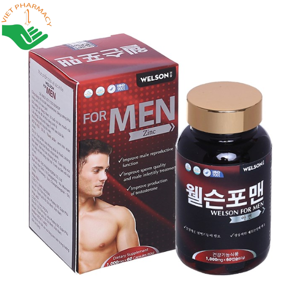 Viên uống Welson For Men Zinc hỗ trợ tăng cường khả năng sinh lý nam (1 lọ x 60 viên)