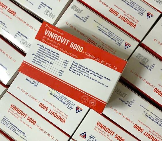Bột đông khô pha tiêm Vinrovit 5000 Vinphaco điều trị viêm thần kinh (4 lọ bột + 4 ống dung môi)
