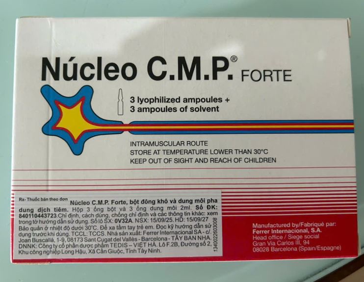 Núcleo C.M.P Forte (tiêm) – Hỗ trợ phục hồi tổn thương thần kinh, tăng cường dẫn truyền thần kinh