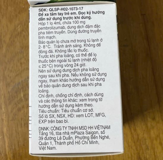Điều trị các dòng tế bào ung thư Keytruda 25mg/4mL Pembrolizumab