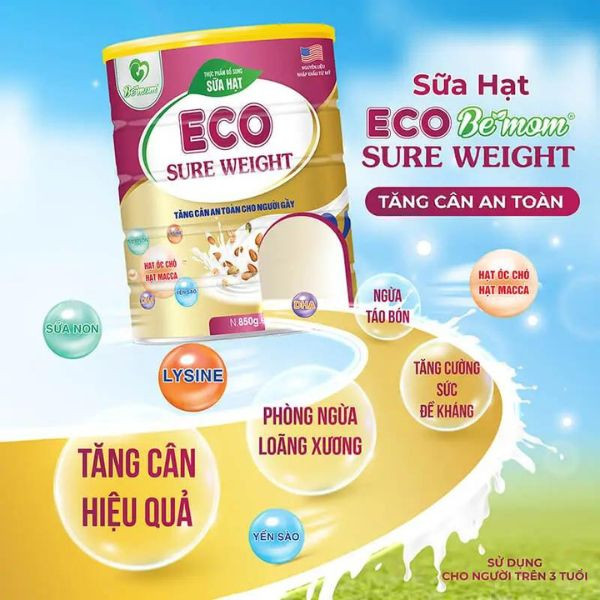 Sữa Hạt Dinh Dưỡng Tăng Cân ECO - Sure Weight 850gr
